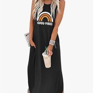 ANRABESS Women's Casual Loose sleeveless Long Dress Split Maxi